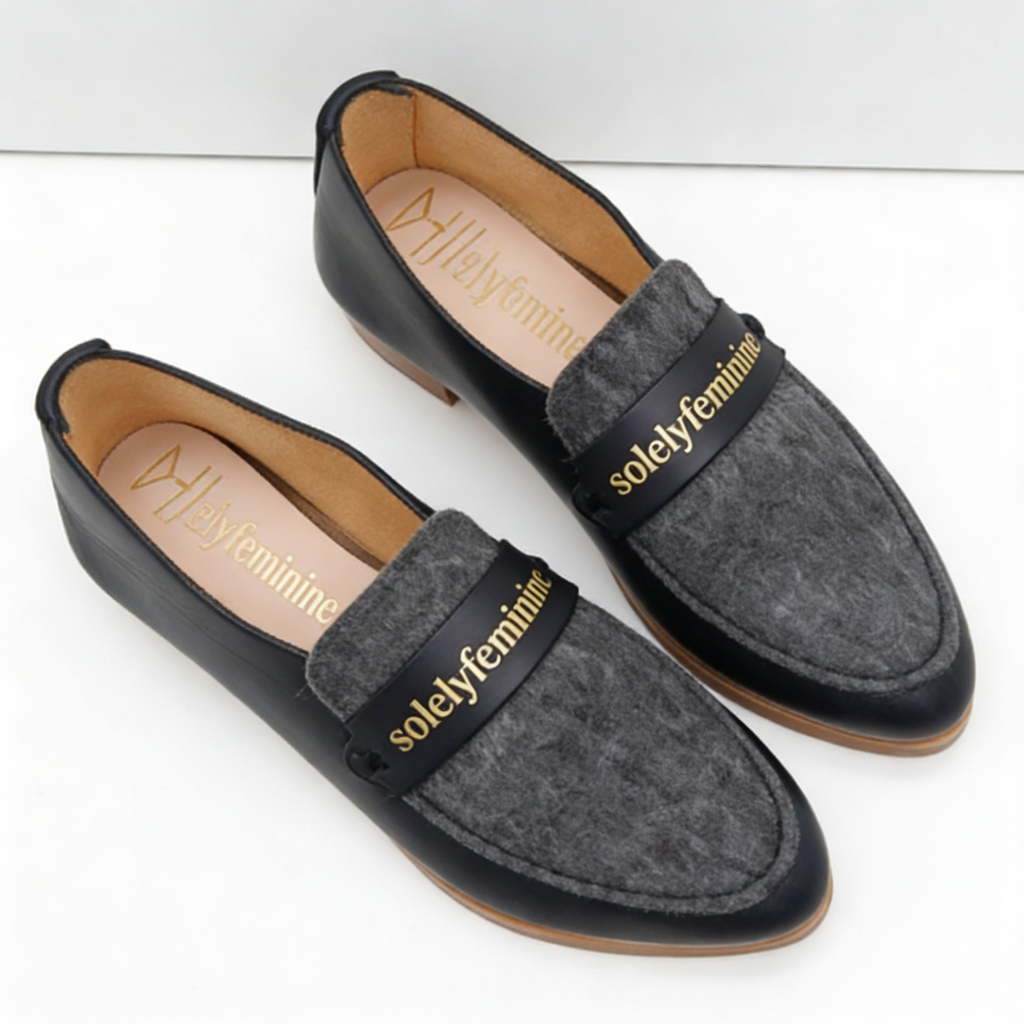 THE PENNY. BB NORI. DARK GREY FELTED WOOL W NORI MASK. BLACK THREAD. EDGE INKED. 2CM